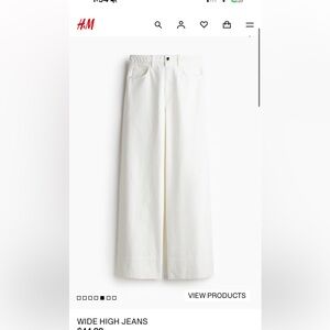 NWOT H&M size 4 White Wide-Leg jeans